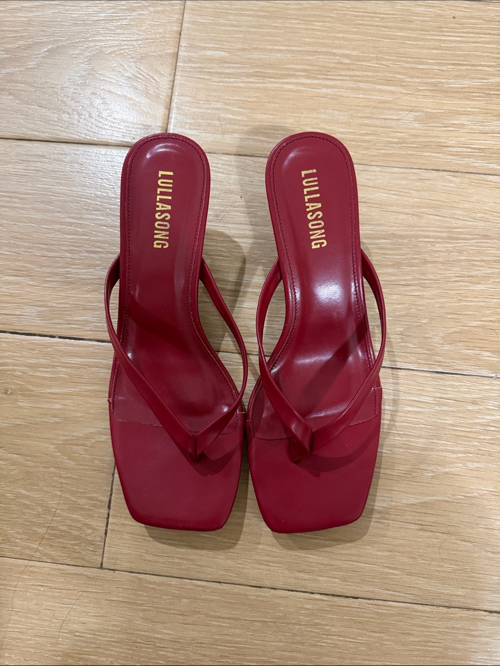 Lullasong Red Square-Toe Heeled Sandals